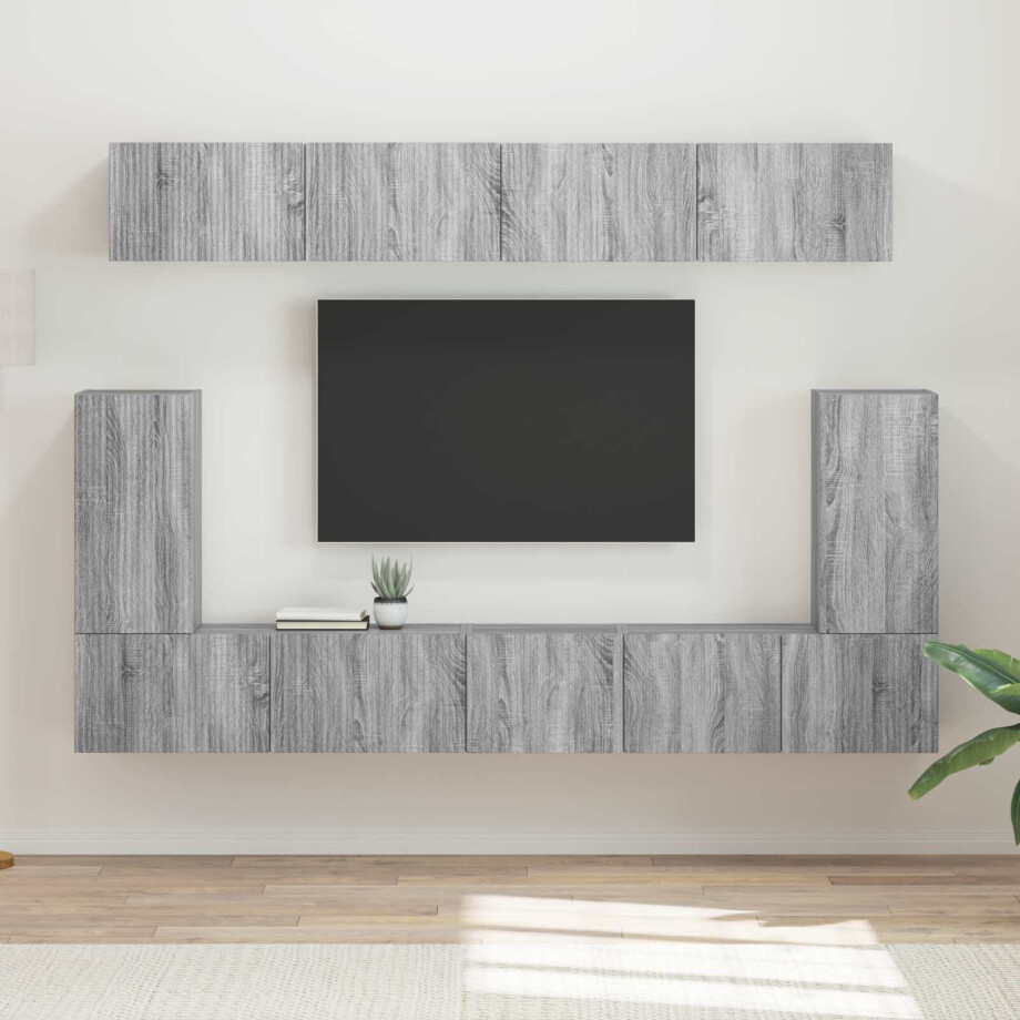 vidaXL Tv-meubelset Wandgemonteerd 5 pcs Grijs Sonoma Bewerkt hout vidaXL Tv-meubelset Wandgemonteerd 5 pcs Grijs Sonoma Bewerkt hout afbeelding 1