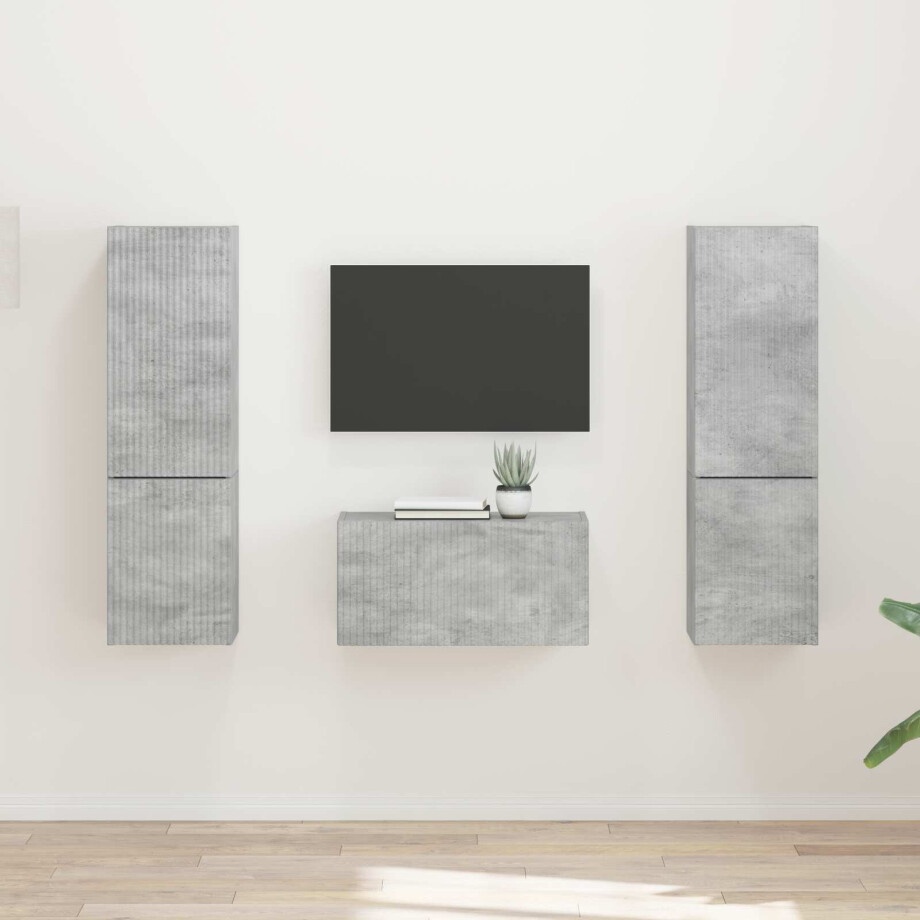 vidaXL Tv-meubelset 5 pcs Beton Grijs Bewerkt hout vidaXL Tv-meubelset 5 pcs Beton Grijs Bewerkt hout afbeelding 1