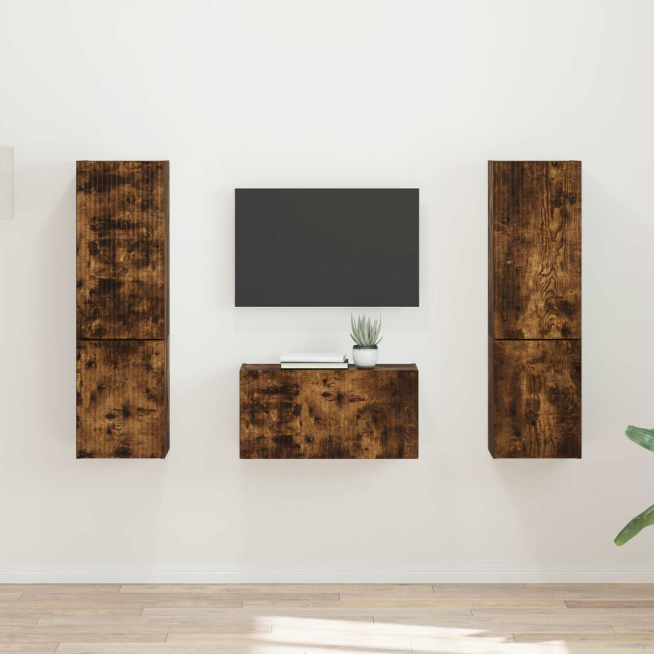 vidaXL Tv-meubelset 5 pcs Gerookt eiken Bewerkt hout vidaXL Tv-meubelset 5 pcs Gerookt eiken Bewerkt hout afbeelding 1