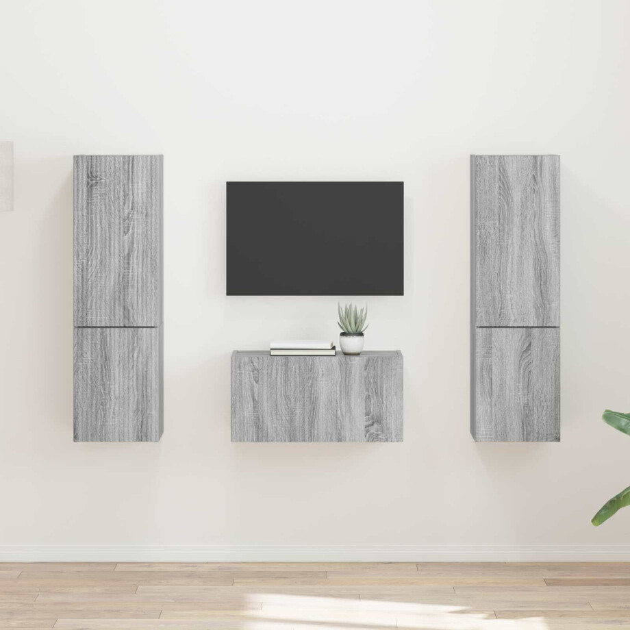 vidaXL Tv-meubelset 5 pcs Grijs Sonoma Bewerkt hout vidaXL Tv-meubelset 5 pcs Grijs Sonoma Bewerkt hout afbeelding 1
