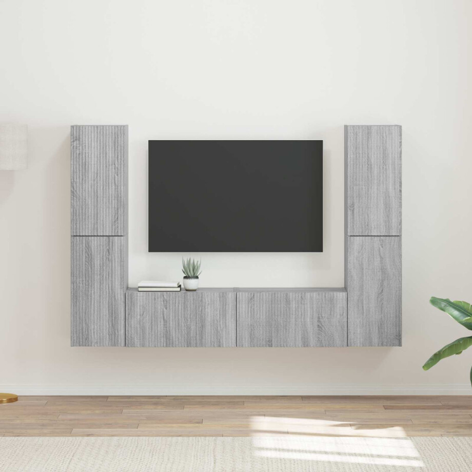 vidaXL Tv-meubelset 6 pcs Grijs Sonoma Bewerkt hout afbeelding 1