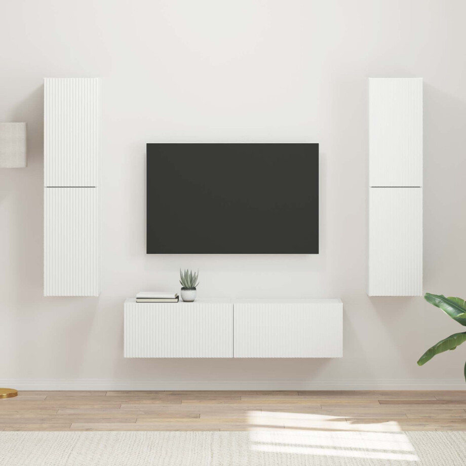 vidaXL Tv-meubelset 6 pcs Wit Bewerkt hout vidaXL Tv-meubelset 6 pcs Wit Bewerkt hout afbeelding 1