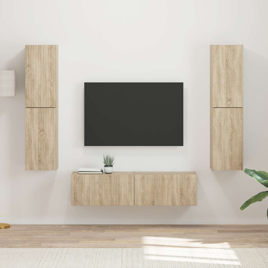 vidaXL Tv-meubelset 6 pcs Sonoma Eiken Bewerkt hout afbeelding 1