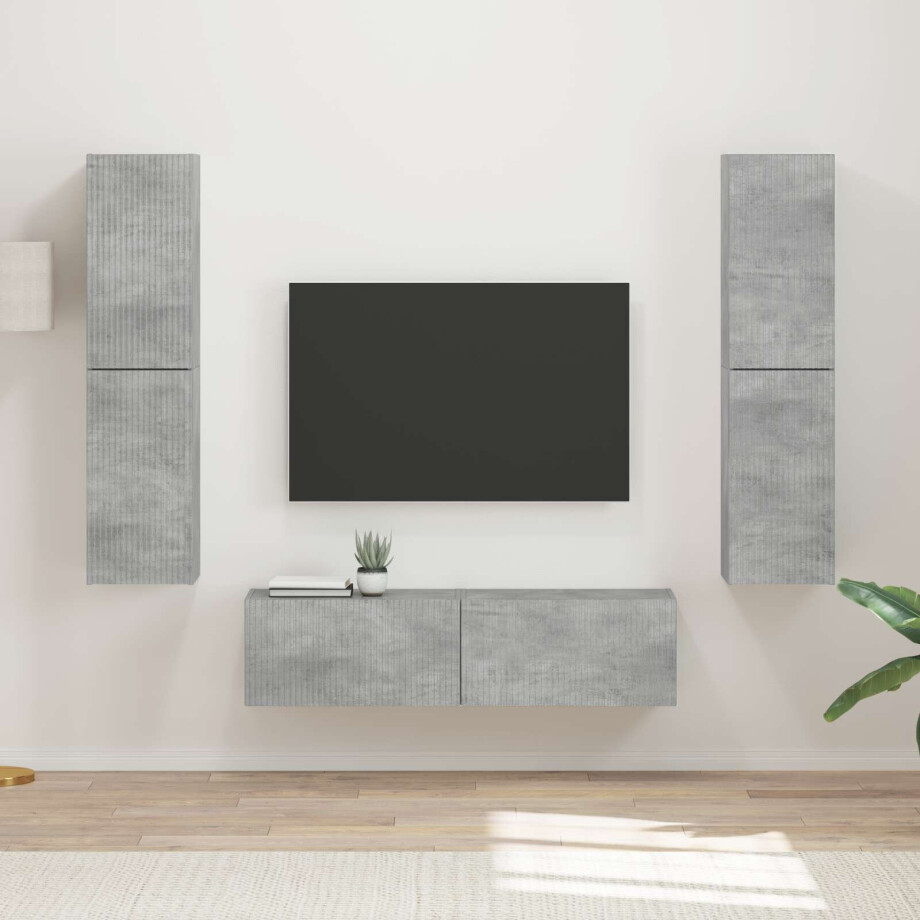 vidaXL Tv-meubelset 6 pcs Beton Grijs Bewerkt hout vidaXL Tv-meubelset 6 pcs Beton Grijs Bewerkt hout afbeelding 1