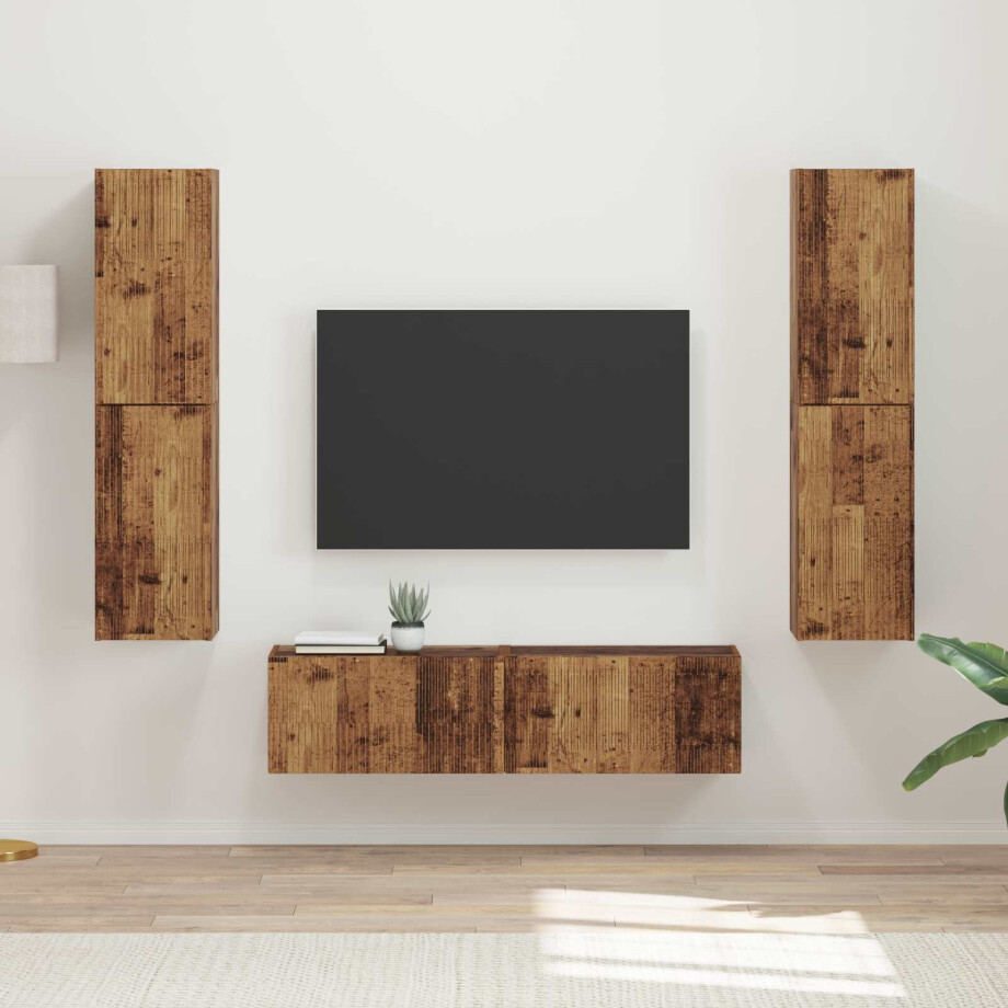 vidaXL Tv-meubelset 6 pcs Oud Hout Bewerkt hout afbeelding 1