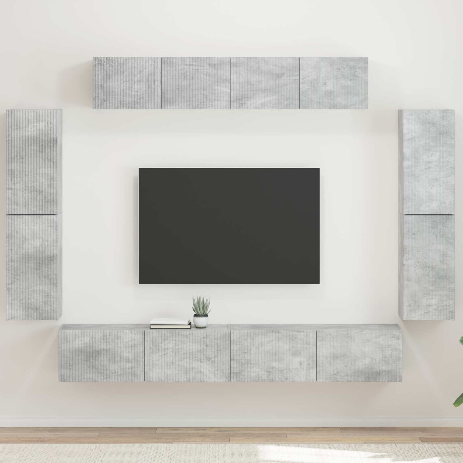 vidaXL TV-kast 8 pcs Beton Grijs vidaXL TV-kast 8 pcs Beton Grijs afbeelding 1