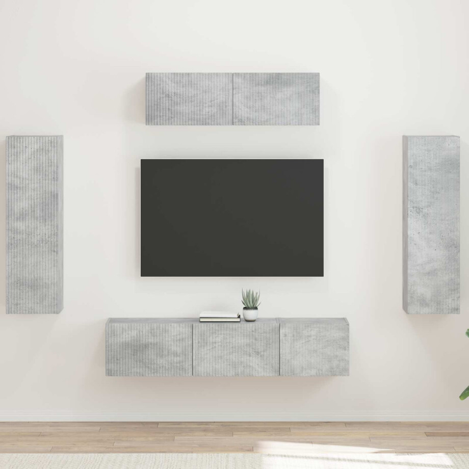 vidaXL TV-kast 5 pcs Beton Grijs vidaXL TV-kast 5 pcs Beton Grijs afbeelding 1
