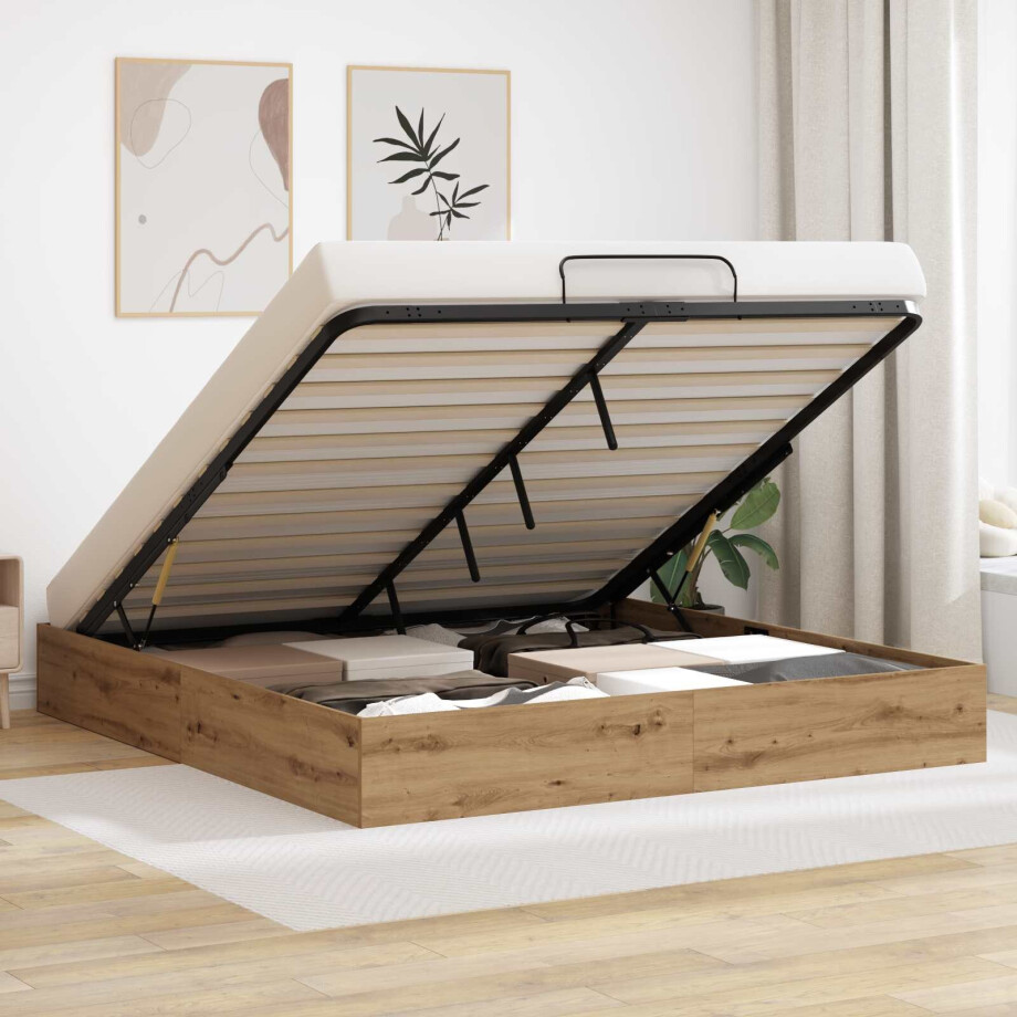 vidaXL Ottoman Bedframe Ambachtelijk eiken 203 x 180 x 25 cm vidaXL Ottoman Bedframe Ambachtelijk eiken 203 x 180 x 25 cm afbeelding 1