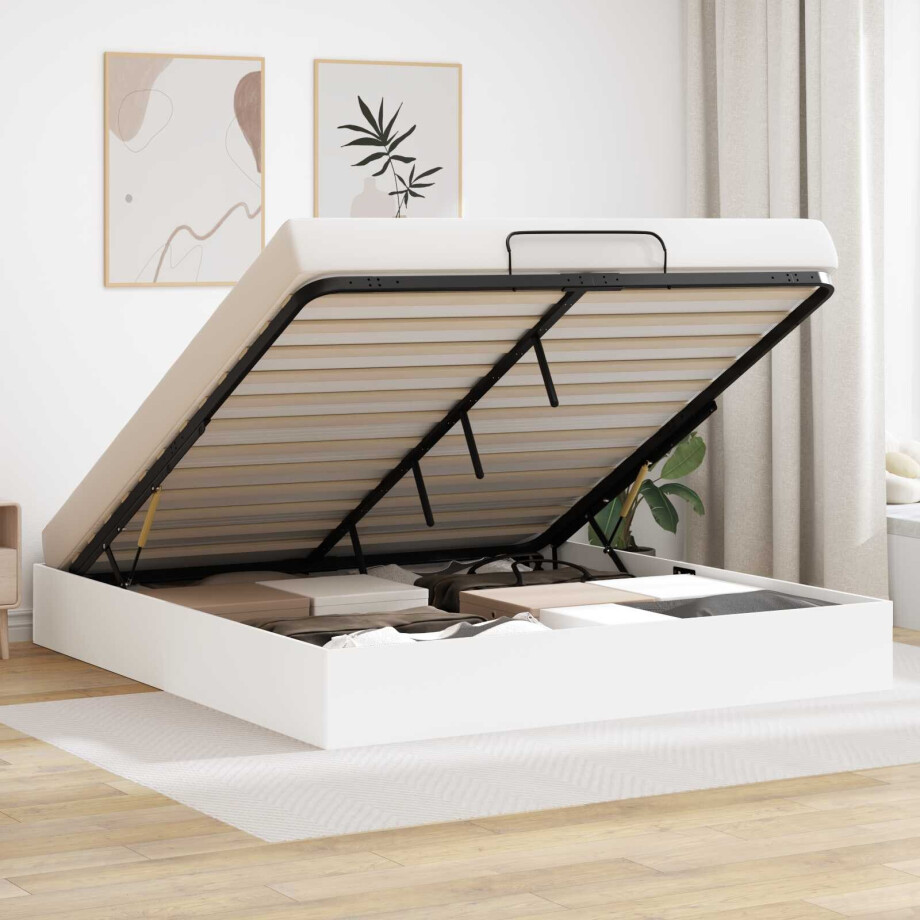 vidaXL Ottoman Bedframe Wit 203 x 160 x 25 cm Geconstrueerd hout vidaXL Ottoman Bedframe Wit 203 x 160 x 25 cm Geconstrueerd hout afbeelding 1