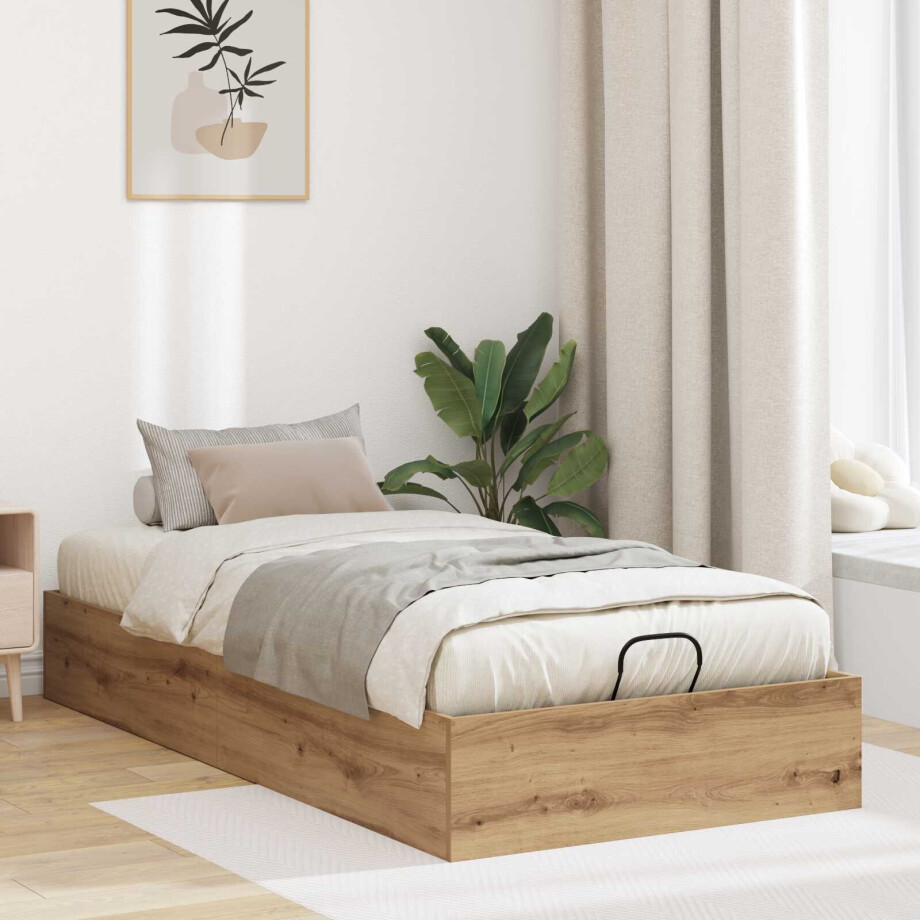 vidaXL Ottoman Bedframe Artisan Eik 90 x 200 cm Geconstrueerd hout vidaXL Ottoman Bedframe Artisan Eik 90 x 200 cm Geconstrueerd hout afbeelding 1
