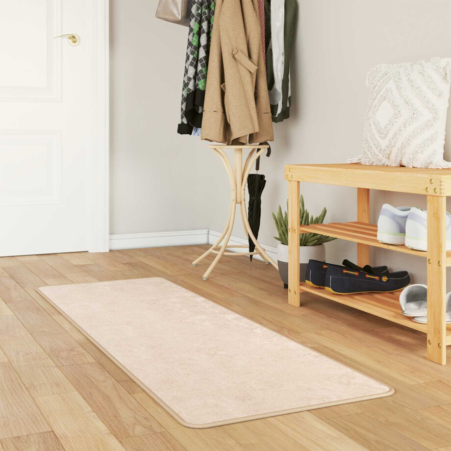 vidaXL Vloerkleedloper MARSA Crème 50 x 150 cm Polyester en PVC afbeelding 1