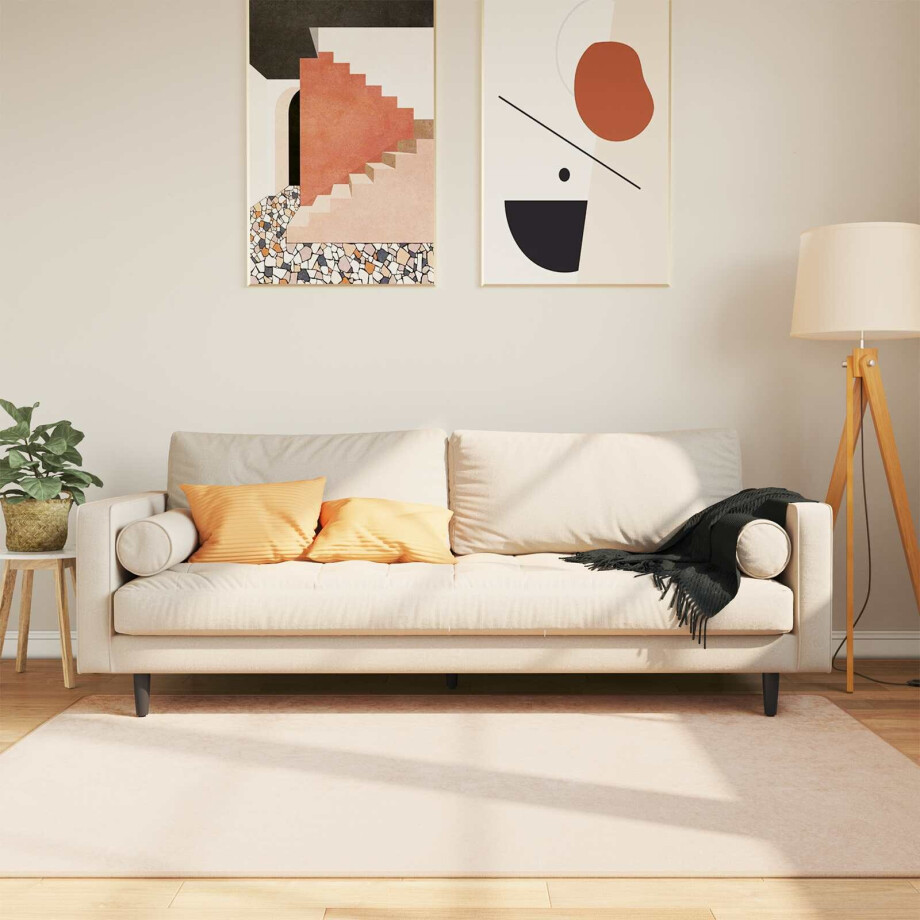 vidaXL Vloerkleedloper MARSA Crème 120 x 170 cm Polyester en PVC afbeelding 1
