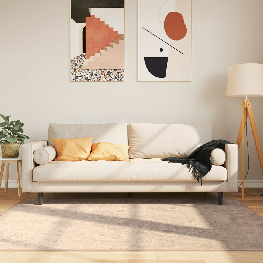 vidaXL Vloerkleedloper MARSA Beige 120 x 170 cm Polyester en PVC vidaXL Vloerkleedloper MARSA Beige 120 x 170 cm Polyester en PVC afbeelding 1