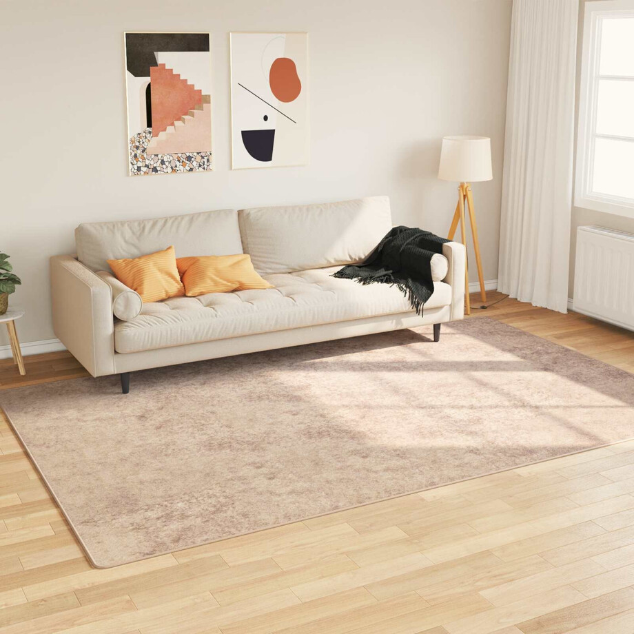 vidaXL Vloerkleedloper MARSA Beige 190 x 300 cm Polyester en PVC afbeelding 1