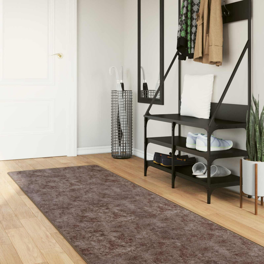 vidaXL Vloerkleedloper MARSA Grijs 80 x 450 cm Polyester en PVC afbeelding 1