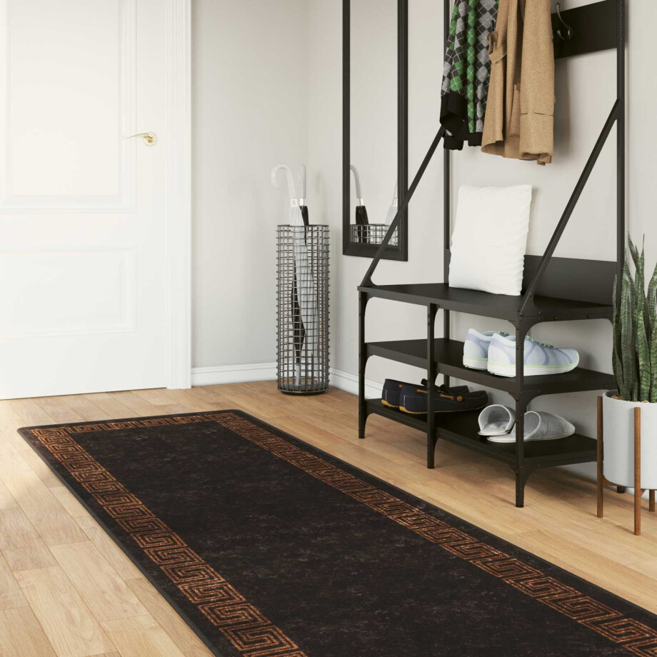vidaXL Vloerkleedloper MARSA Zwart 100 x 300 cm Polyester en PVC vidaXL Vloerkleedloper MARSA Zwart 100 x 300 cm Polyester en PVC afbeelding 1