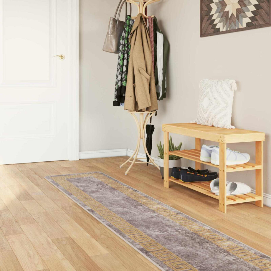 vidaXL Vloerkleedloper MARSA Grijs 50 x 250 cm Polyester en PVC vidaXL Vloerkleedloper MARSA Grijs 50 x 250 cm Polyester en PVC afbeelding 1