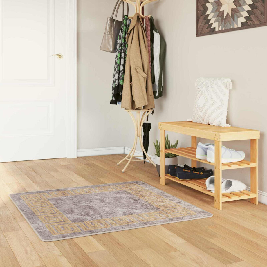 vidaXL Vloerkleedloper MARSA Grijs 100 x 100 cm Polyester en PVC vidaXL Vloerkleedloper MARSA Grijs 100 x 100 cm Polyester en PVC afbeelding 1