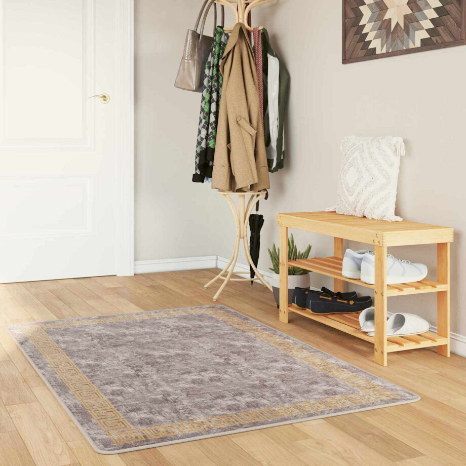 vidaXL Vloerkleedloper MARSA Grijs 100 x 150 cm Polyester en PVC vidaXL Vloerkleedloper MARSA Grijs 100 x 150 cm Polyester en PVC afbeelding 1