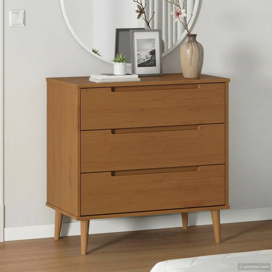 vidaXL Ladekast MOLDE Caramel 80 x 40 x 80 cm Massief grenenhout afbeelding 1