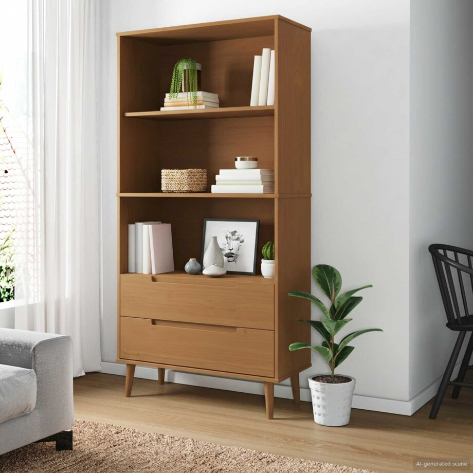 vidaXL Boekenkast MOLDE 85 x 35 x 170,5 cm Massief grenenhout Caramel afbeelding 1
