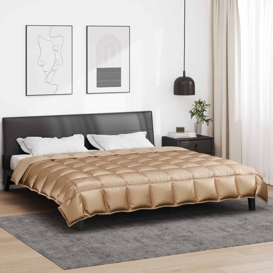 vidaXL Winter Dekbed Goud 200 x 240 cm Satijn en Microfiber afbeelding 1