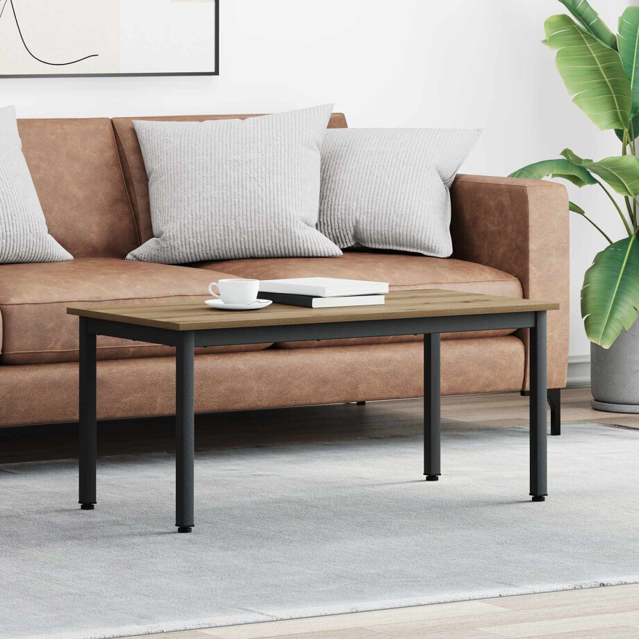 vidaXL Salontafel Ambachtelijk eiken 100 x 50 x 45 cm Bewerkt hout vidaXL Salontafel Ambachtelijk eiken 100 x 50 x 45 cm Bewerkt hout afbeelding 1