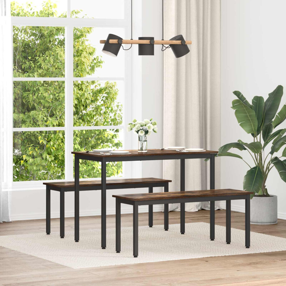 vidaXL Bank Rook Eik 110 x 35 x 45 cm Bewerkt hout vidaXL Bank Rook Eik 110 x 35 x 45 cm Bewerkt hout afbeelding 1