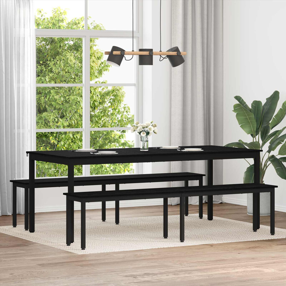 vidaXL Bank Zwart Eiken 200 x 35 x 45 cm Bewerkt hout vidaXL Bank Zwart Eiken 200 x 35 x 45 cm Bewerkt hout afbeelding 1