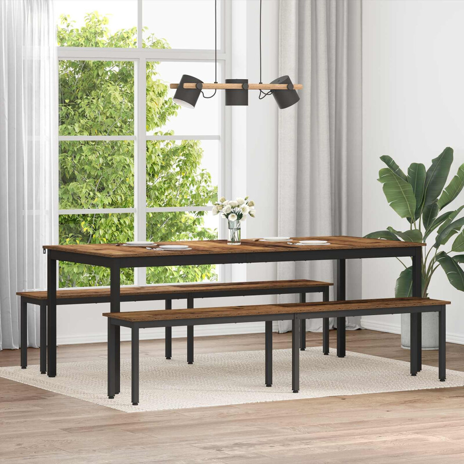 vidaXL Bank Oudhout 200 x 35 x 45 cm Bewerkt hout afbeelding 1