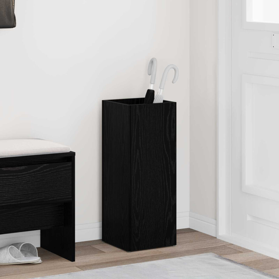 vidaXL Paraplu Standaard Zwart Eiken 25 x 24,5 x 64 cm Bewerkt hout vidaXL Paraplu Standaard Zwart Eiken 25 x 24,5 x 64 cm Bewerkt hout afbeelding 1