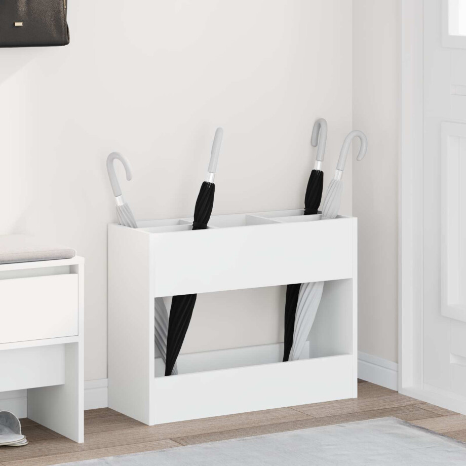 vidaXL Paraplu Standaard met opslag Wit 65 x 24 x 50 cm Bewerkt hout vidaXL Paraplu Standaard met opslag Wit 65 x 24 x 50 cm Bewerkt hout afbeelding 1