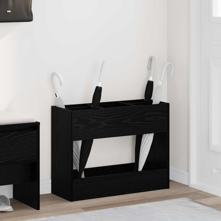 vidaXL Paraplu Standaard Zwart Eiken 65 x 24 x 50 cm Bewerkt hout vidaXL Paraplu Standaard Zwart Eiken 65 x 24 x 50 cm Bewerkt hout afbeelding 1