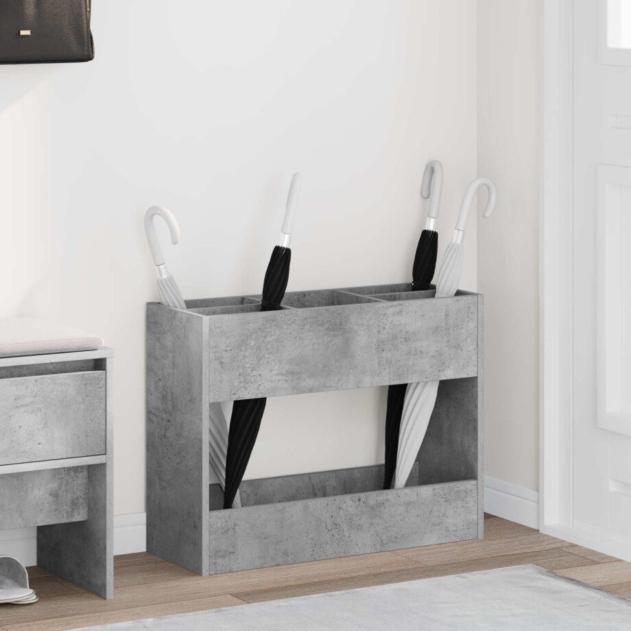 vidaXL Paraplu Standaard Beton Grijs 65 x 24 x 50 cm Bewerkt hout afbeelding 1