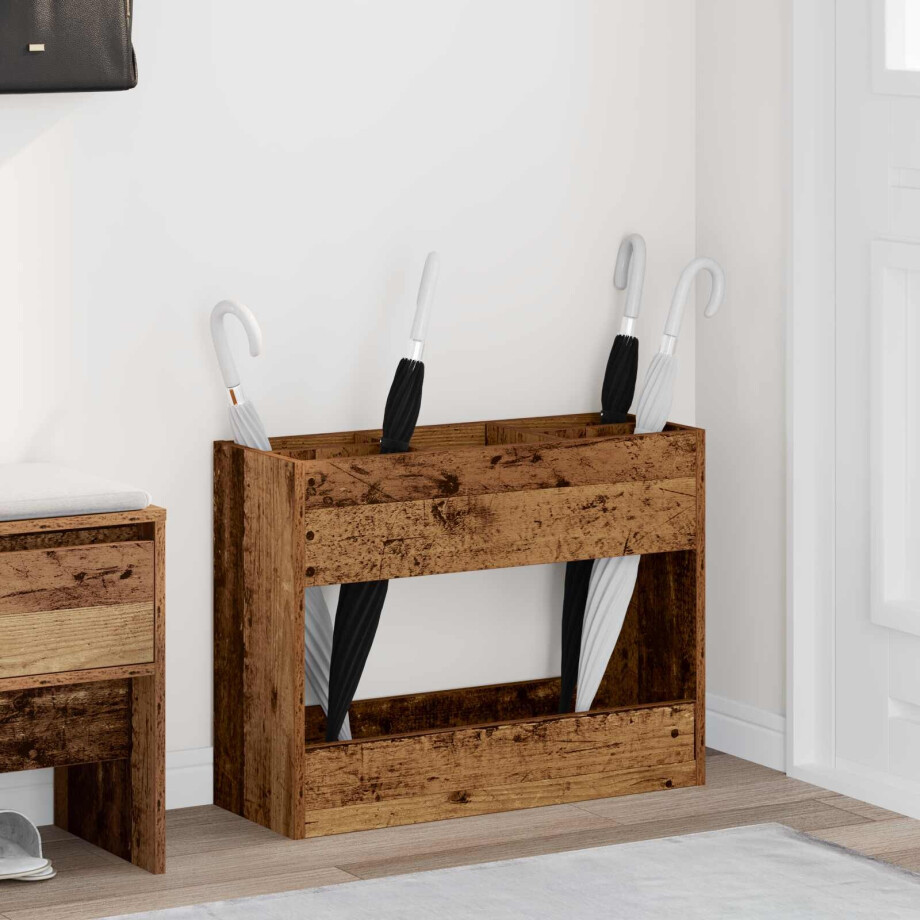 vidaXL Paraplu Standaard Oudhout 65 x 24 x 50 cm Bewerkt hout vidaXL Paraplu Standaard Oudhout 65 x 24 x 50 cm Bewerkt hout afbeelding 1