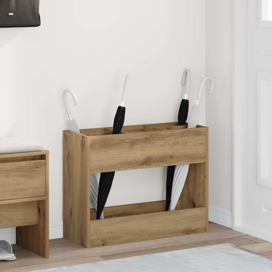 vidaXL Paraplu Standaard Artisan Eiken 65 x 24 x 50 cm Bewerkt hout vidaXL Paraplu Standaard Artisan Eiken 65 x 24 x 50 cm Bewerkt hout afbeelding 1