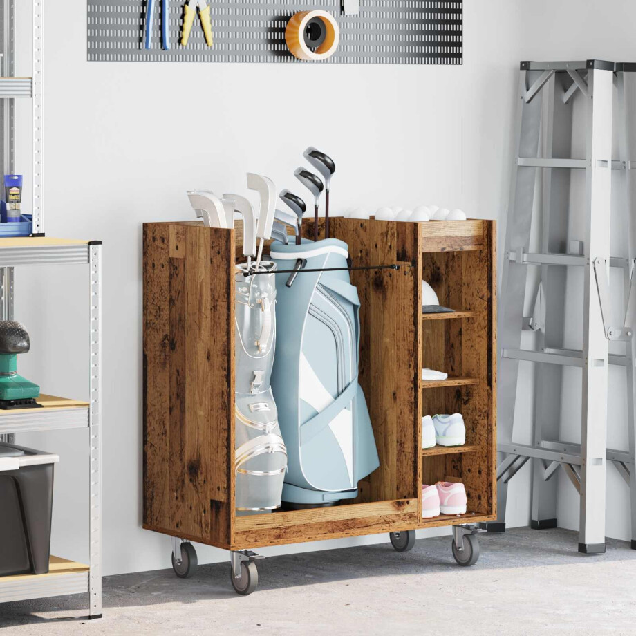 vidaXL Golfkast met wiel Effen Oudhout 90 x 45 x 98 cm vidaXL Golfkast met wiel Effen Oudhout 90 x 45 x 98 cm afbeelding 1