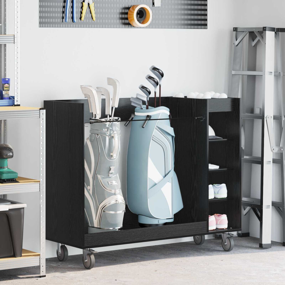 vidaXL Golfkast met wiel Effen Zwart Eiken 120 x 45 x 98 cm vidaXL Golfkast met wiel Effen Zwart Eiken 120 x 45 x 98 cm afbeelding 1