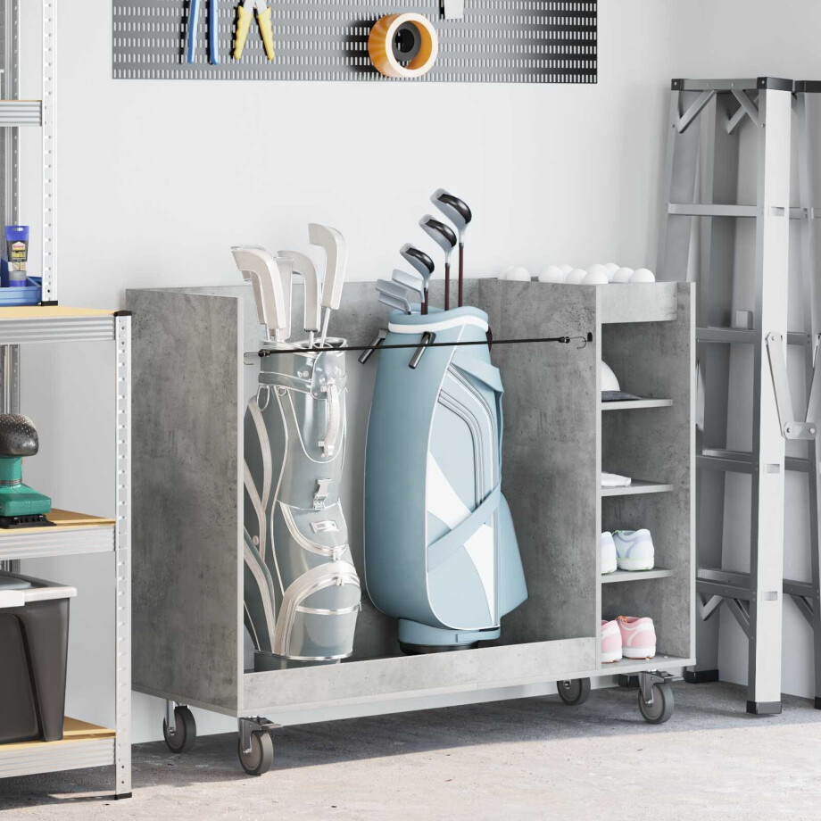 vidaXL Golfkast met wiel Effen Beton Grijs 120 x 45 x 98 cm afbeelding 1