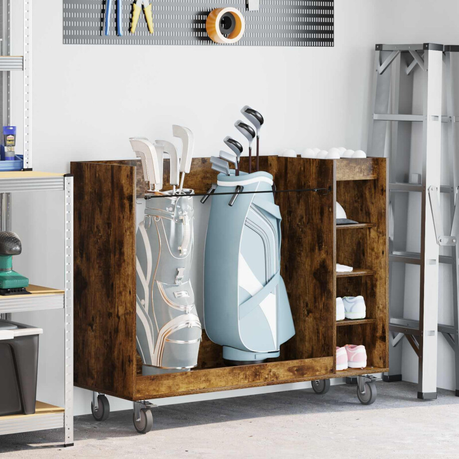 vidaXL Golfkast met wiel Effen Gerookt eiken 120 x 45 x 98 cm vidaXL Golfkast met wiel Effen Gerookt eiken 120 x 45 x 98 cm afbeelding 1