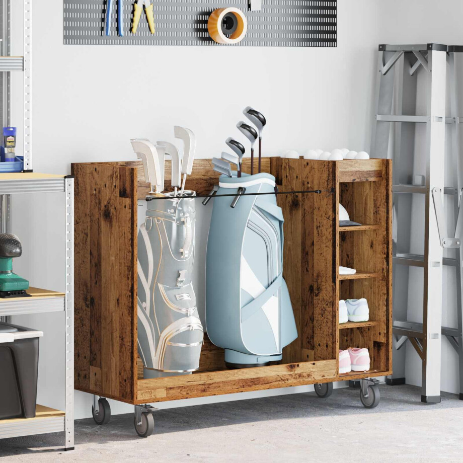 vidaXL Golfkast met wiel Effen Oudhout 120 x 45 x 98 cm vidaXL Golfkast met wiel Effen Oudhout 120 x 45 x 98 cm afbeelding 1