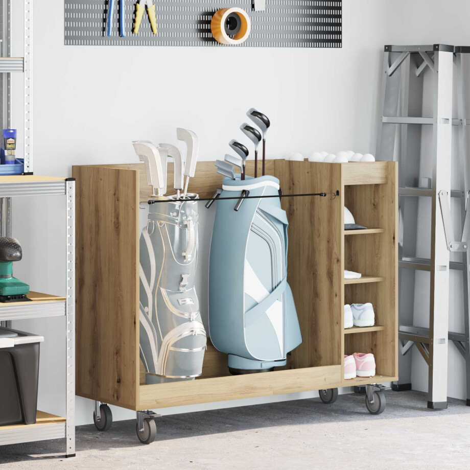vidaXL Golfkast met wiel Effen Artisan Eiken 120 x 45 x 98 cm vidaXL Golfkast met wiel Effen Artisan Eiken 120 x 45 x 98 cm afbeelding 1