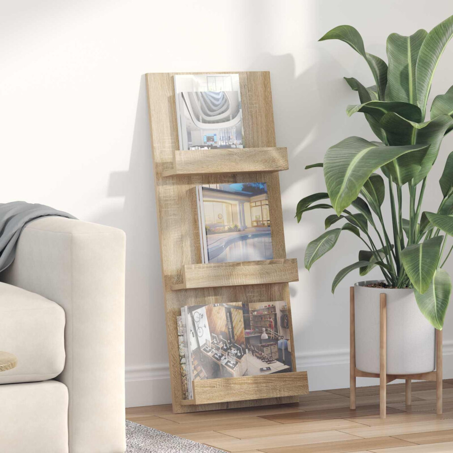 vidaXL Tijdschrift Rek Sonoma Eiken 43 x 11 x 102 cm Bewerkt hout afbeelding 1