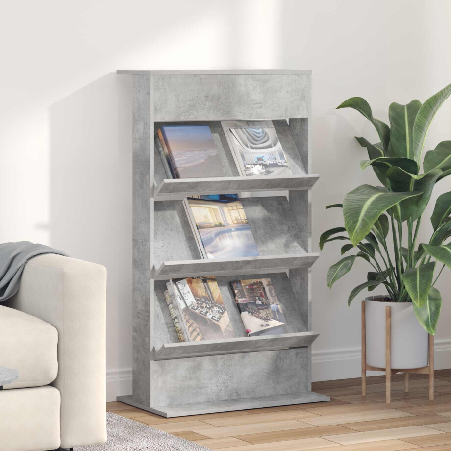 vidaXL Tijdschrift Rek Beton Grijs 70 x 41 x 126 cm Bewerkt hout vidaXL Tijdschrift Rek Beton Grijs 70 x 41 x 126 cm Bewerkt hout afbeelding 1