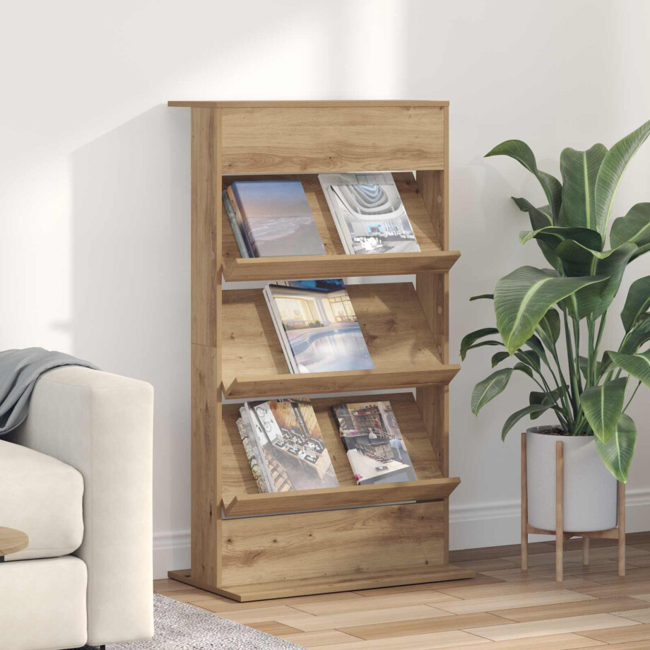 vidaXL Tijdschrift Rek Artisan Eiken 70 x 41 x 126 cm Bewerkt hout vidaXL Tijdschrift Rek Artisan Eiken 70 x 41 x 126 cm Bewerkt hout afbeelding 1