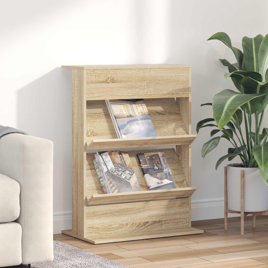 vidaXL Tijdschrift Rek Sonoma Eiken 70 x 41 x 96 cm Bewerkt hout afbeelding 1