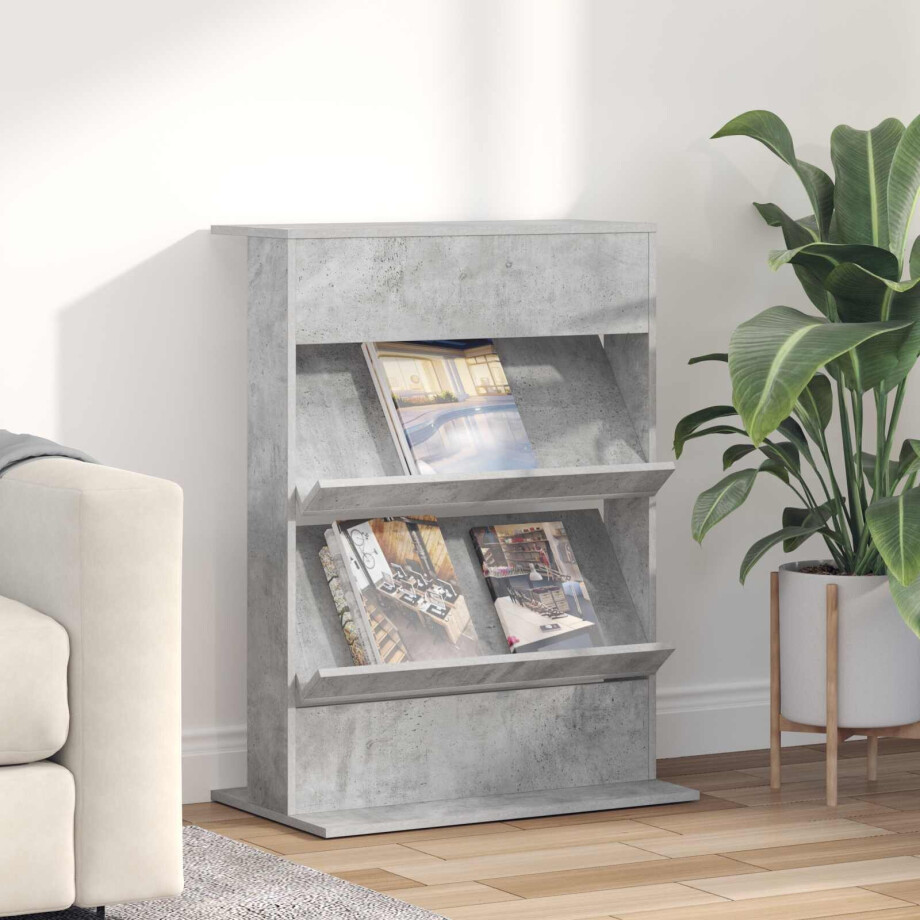 vidaXL Tijdschrift Rek Beton Grijs 70 x 41 x 96 cm Bewerkt hout vidaXL Tijdschrift Rek Beton Grijs 70 x 41 x 96 cm Bewerkt hout afbeelding 1