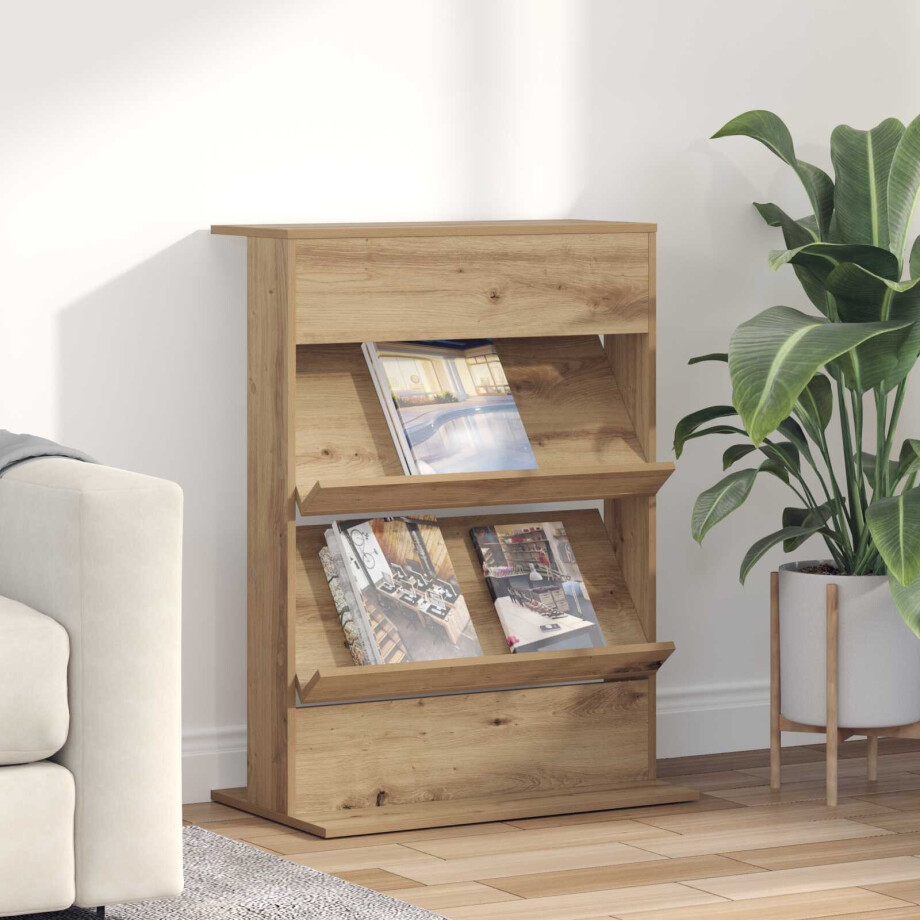 vidaXL Tijdschrift Rek Artisan Eiken 70 x 41 x 96 cm Bewerkt hout vidaXL Tijdschrift Rek Artisan Eiken 70 x 41 x 96 cm Bewerkt hout afbeelding 1
