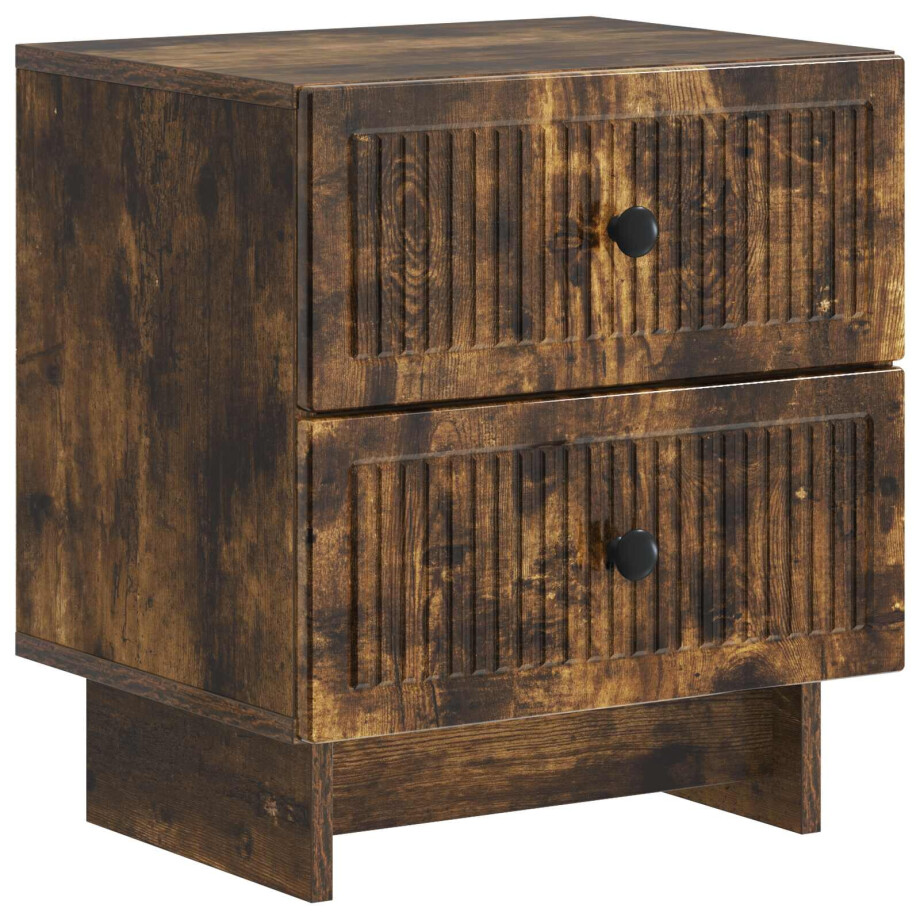 vidaXL Nachtkastje Gerookt eiken 43 x 34,5 x 47,5 cm Bewerkt hout afbeelding 1