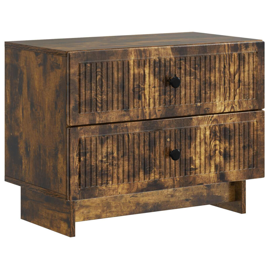 vidaXL Nachtkastje Gerookt eiken 62 x 34,5 x 47,5 cm Bewerkt hout afbeelding 1